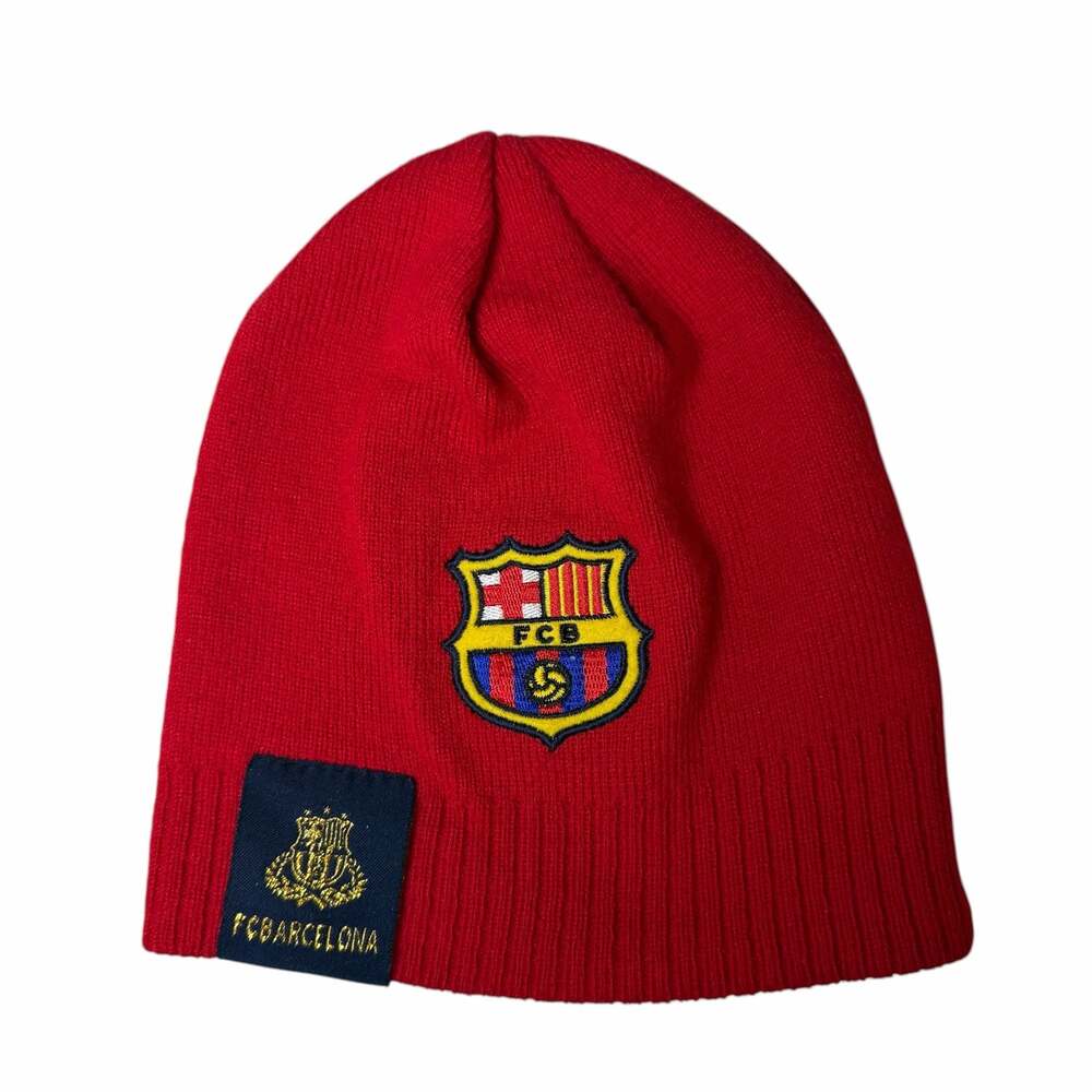 FC Barcelona Official Licensed Merchandise Red Knit Beanie Winter Hat